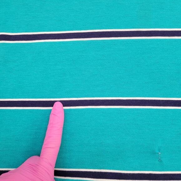 Vintage 90s Blank Stripes Shirt Womens Large 21x24 Green USA - Picture 7 of 12